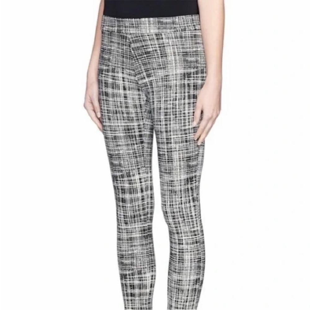 Theory black white textured stretchy trouser legging